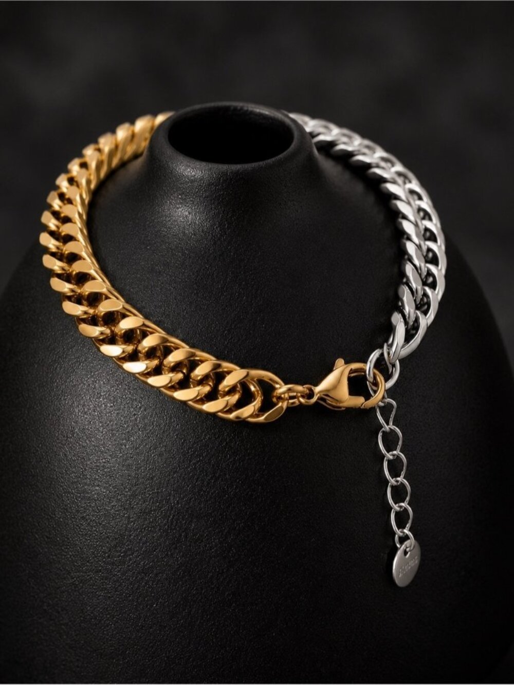 Chunky Gold Silver Link Bracelet Mixed Metal Fashion Jewelry